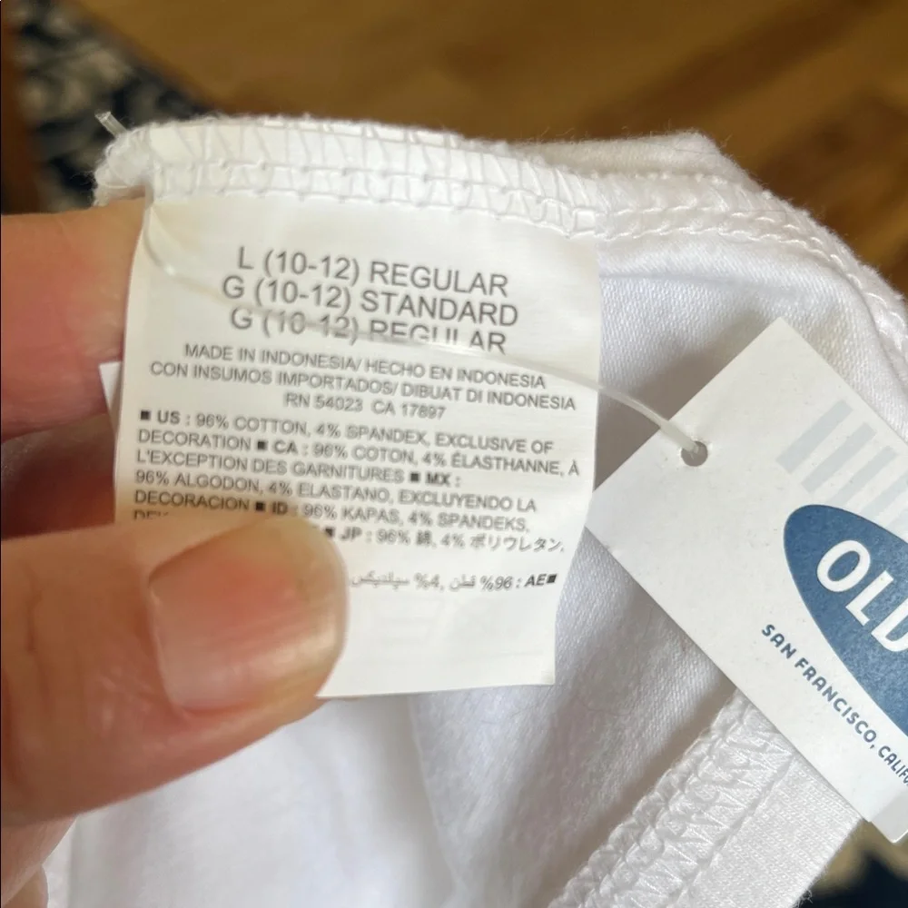 Old Navy Classic White Cotton Dress Leggings Lace Trim Hem New